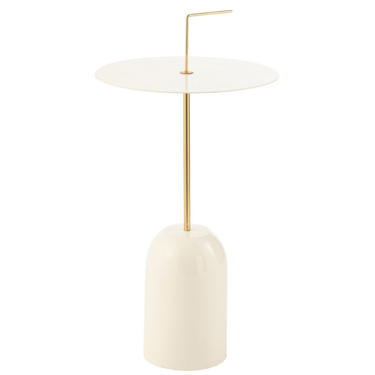 Table d'Appoint Disc J-Line en métal blanc et or, vue de face