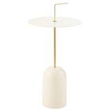 Table d'Appoint Disc J-Line en métal blanc et or, vue de face