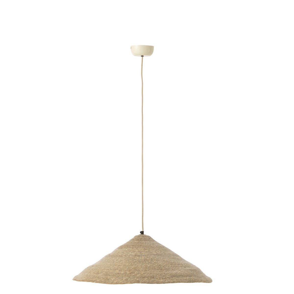 Lampe suspendue Hat Moonj de J-Line en jute naturel clair vue de face