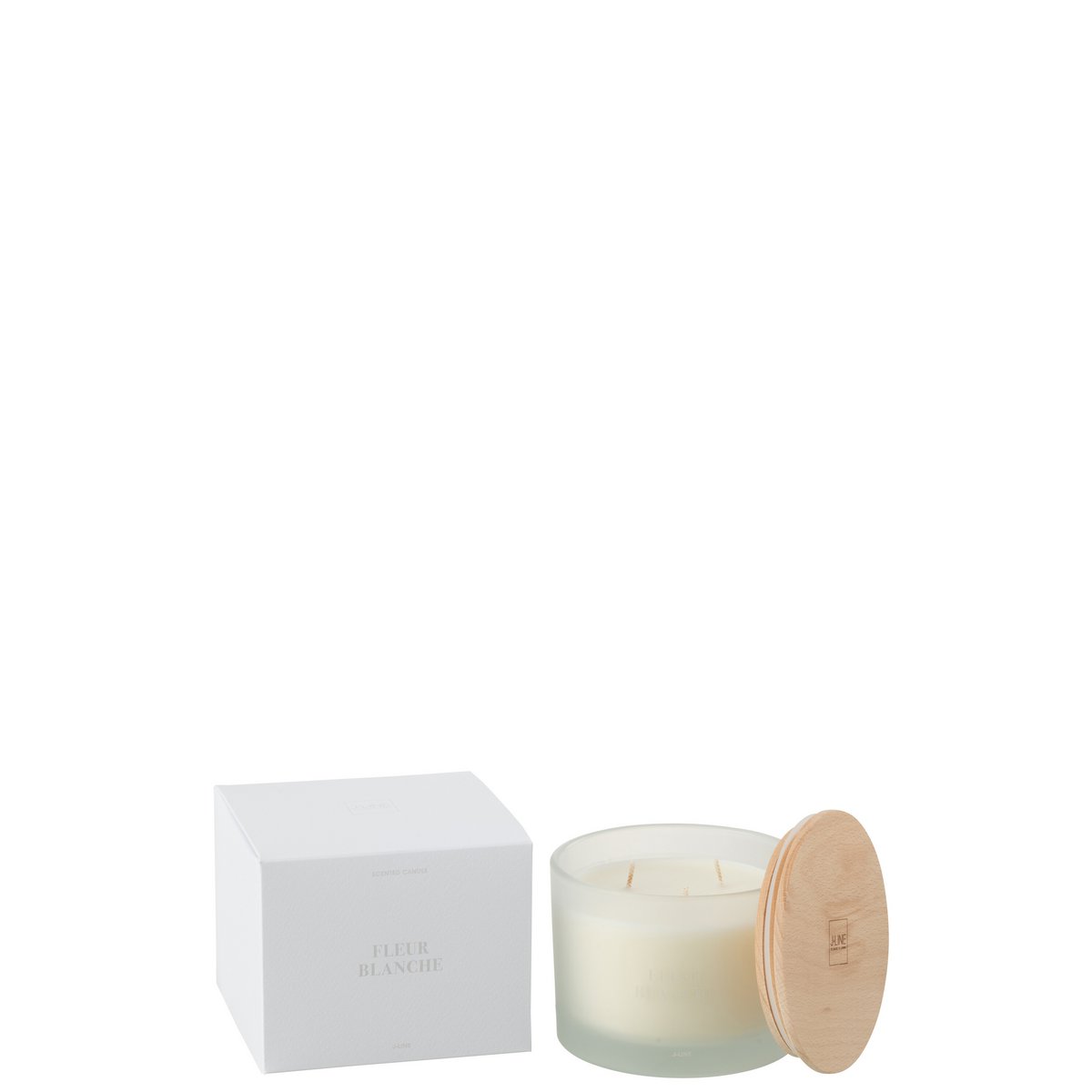 Bougie J-Line Fleur Blanche - détail des fleurs blanches sur l'étiquette