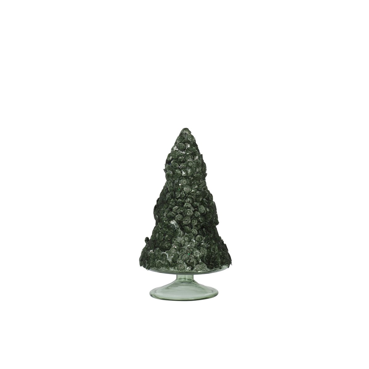 Sapin de Noël en verre vert J-Line, vue de face avec détails élégants