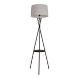 Lampe debout avec table "Tora" intégrée en métal collé et matériau textile coloré naturel, 158 cm de haut Ø 51 cm, E27