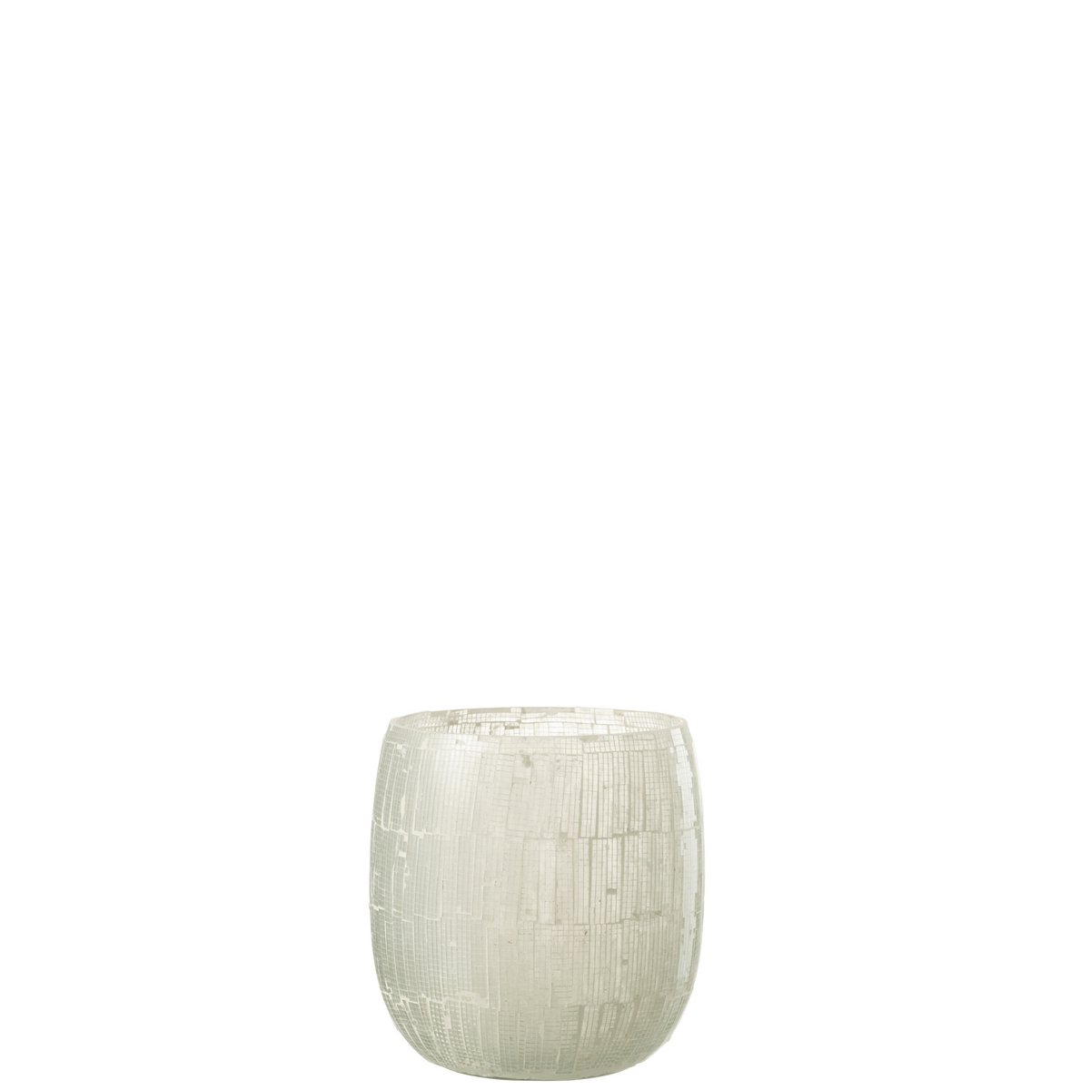 Bougeoir J-Line Mosaïque en verre gris clair, vue de face