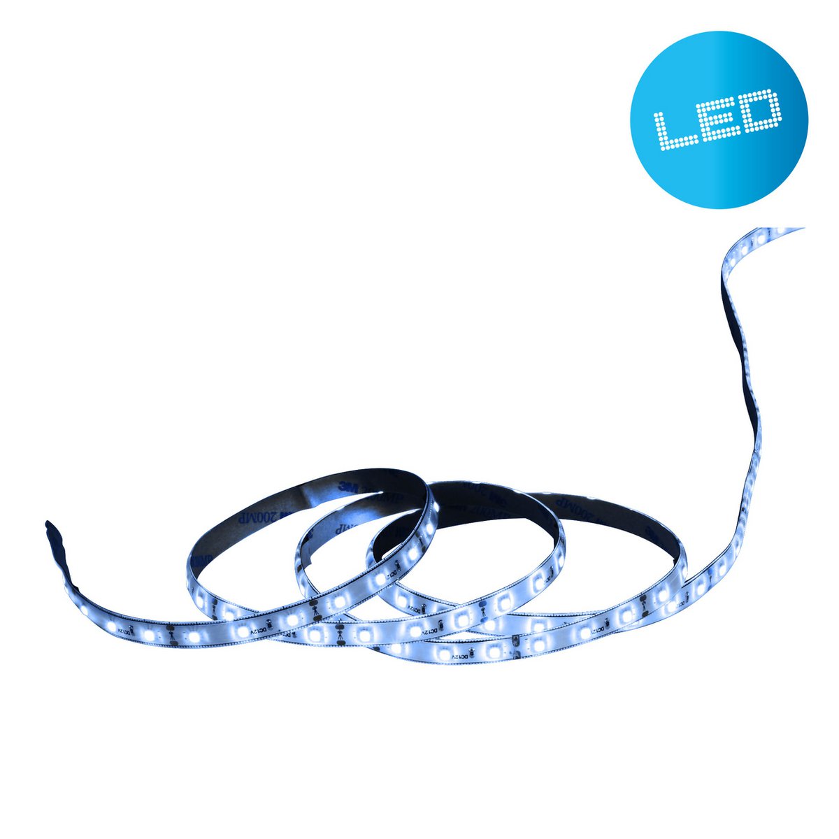 Détail de la bande LED Stripe, mettant en avant les 300 LED et les liants flexibles.