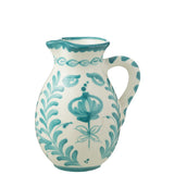 Jug Grenade J-Line en céramique blanche et aqua, vue de face