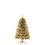 Sapin de Noël J-Line en or, installé dans un intérieur chaleureux