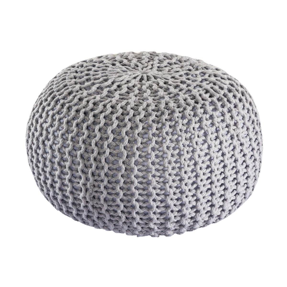 Pouf extérieur Ø55cm en plastique recyclé, couleur gris argenté