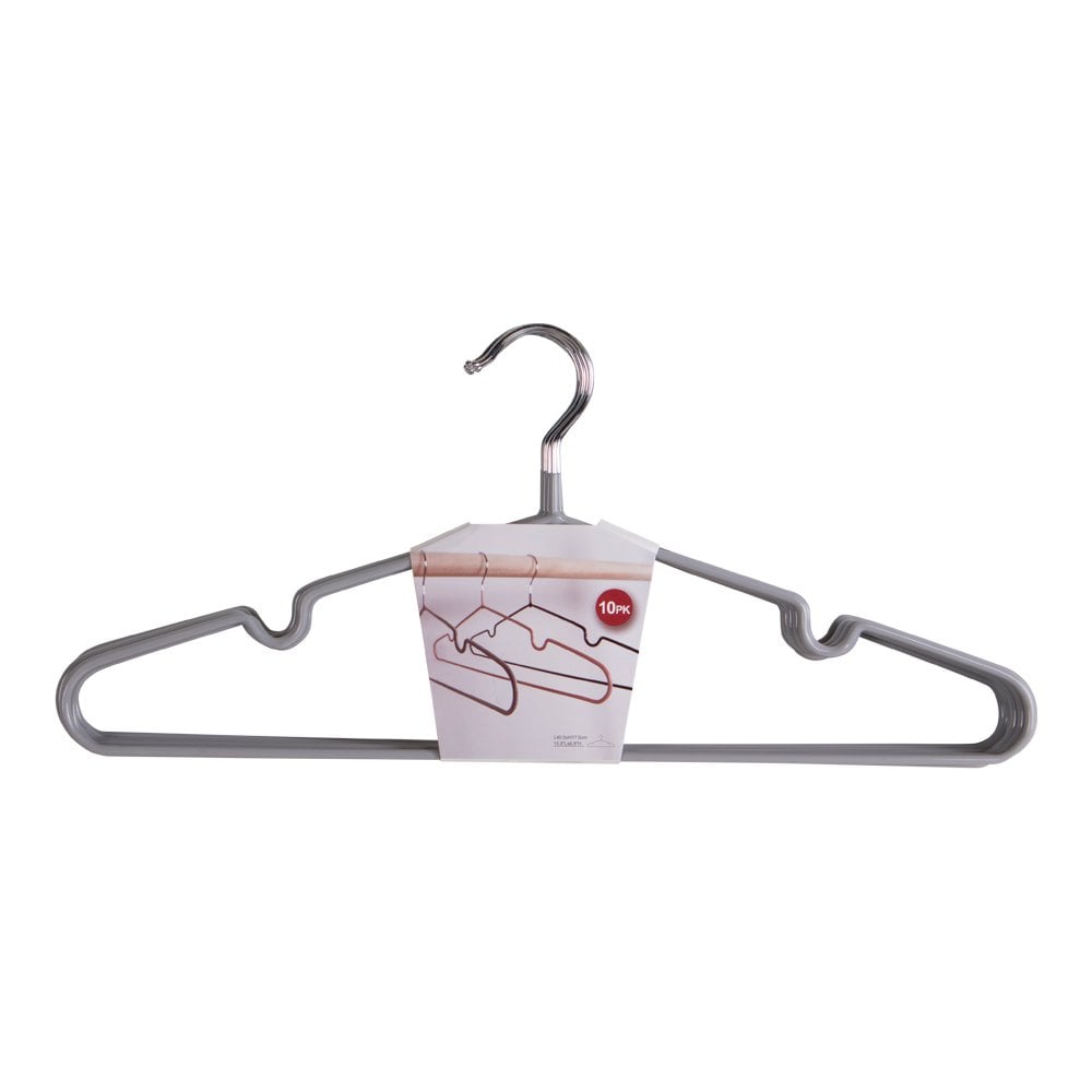 Cintres Massa gris en métal, lot de 10, vue de face