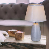 Lampe de table en céramique H: 37 cm "Céramique Simly", lampe de table en céramique, argent, avec douille E14, pour salle à manger, salon, couloir ou bureau, 31 cm de haut