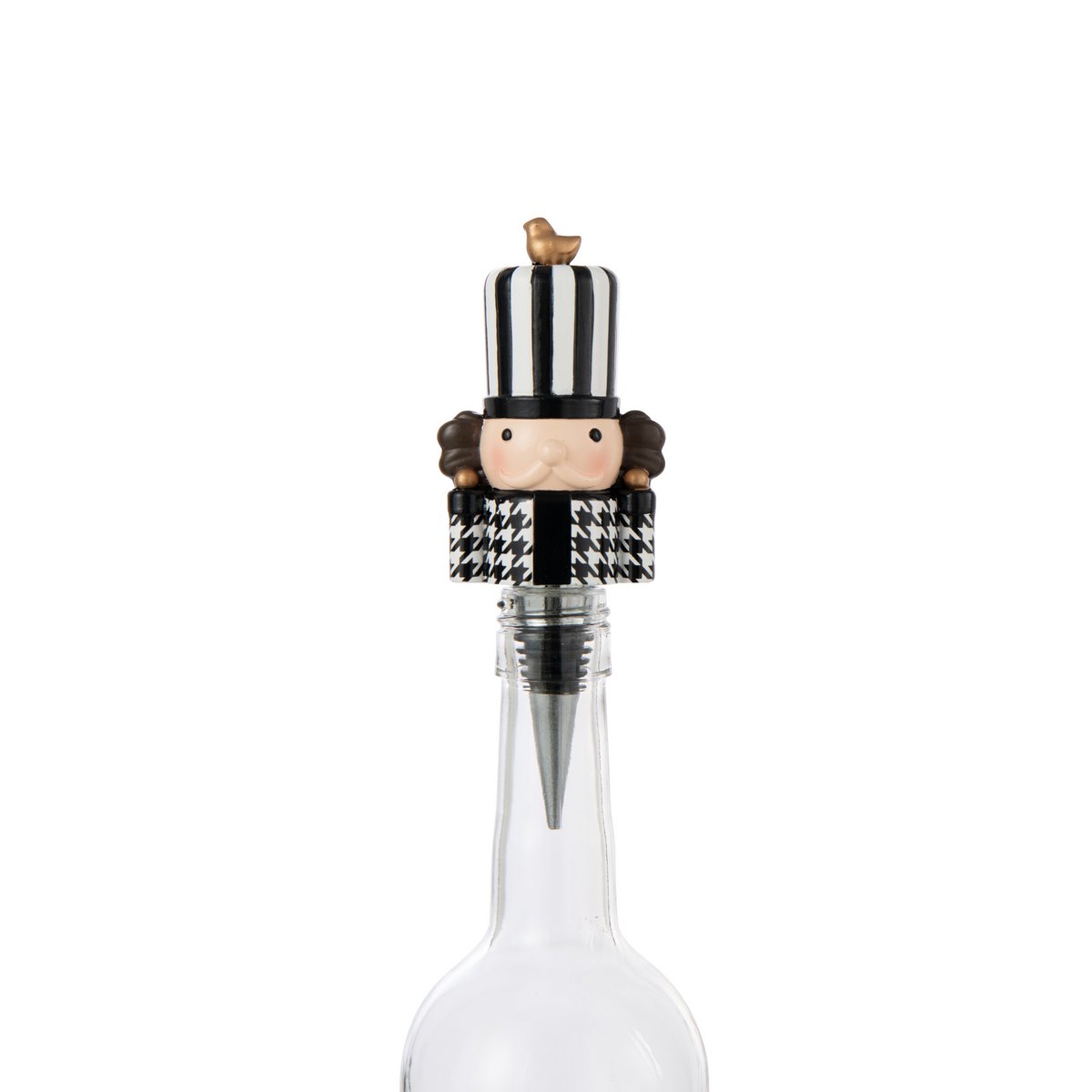 Bouchon à vin J-Line Pied-De-Poule noir et blanc, élégant design