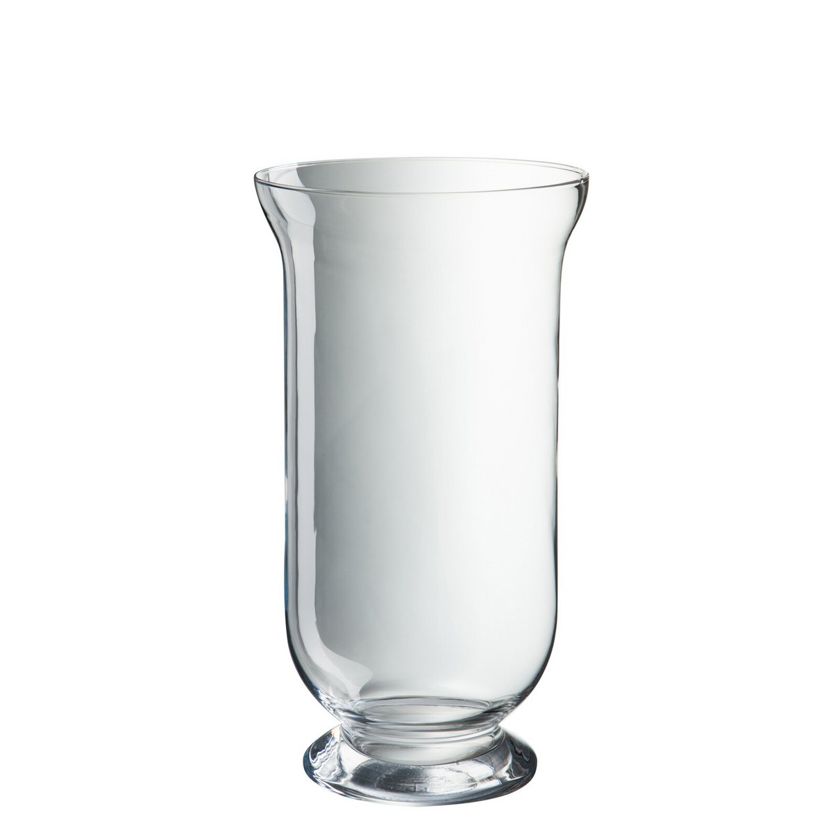 Lanterne J-Line en verre clair, style classique, posée sur une table de jardin