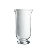 Lanterne J-Line en verre clair, style classique, posée sur une table de jardin