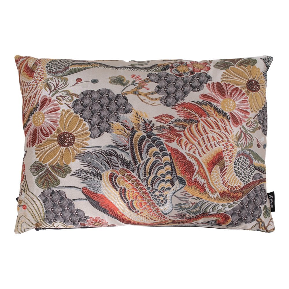 Coussin Alvito avec motif floral multicolore, vue de face