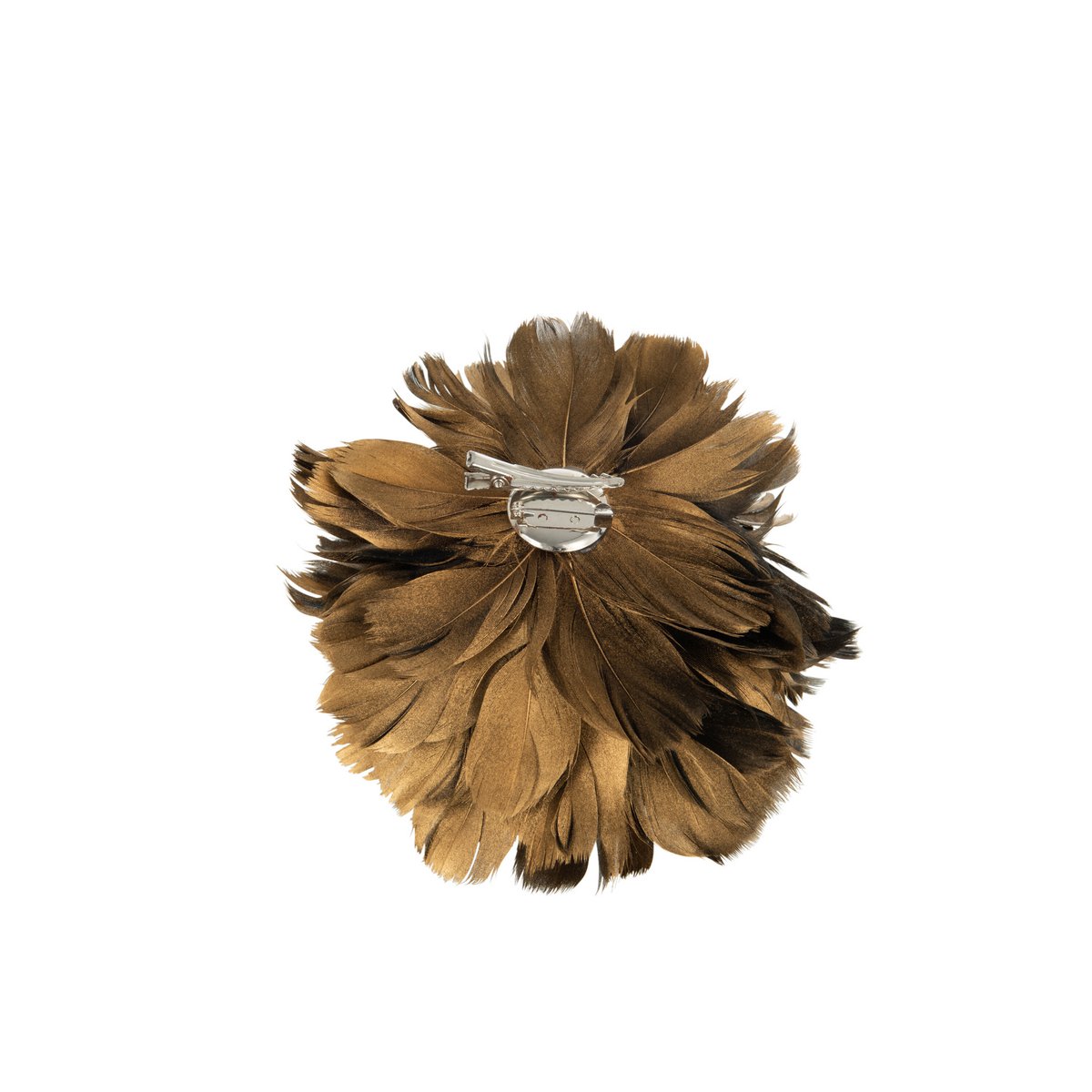 Vue rapprochée de la boule déco plumes or J-Line, texture aérienne