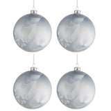 Boule de Noël J-Line en verre bleu glacé, finition mate, ensemble de quatre