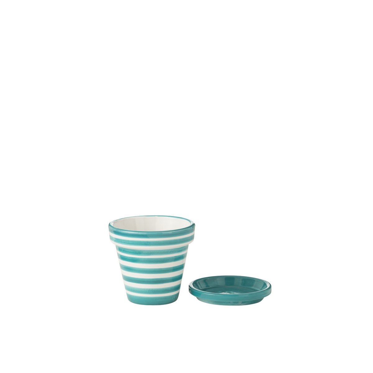 Pot J-Line Grenade Stripes en céramique aqua, vue de face