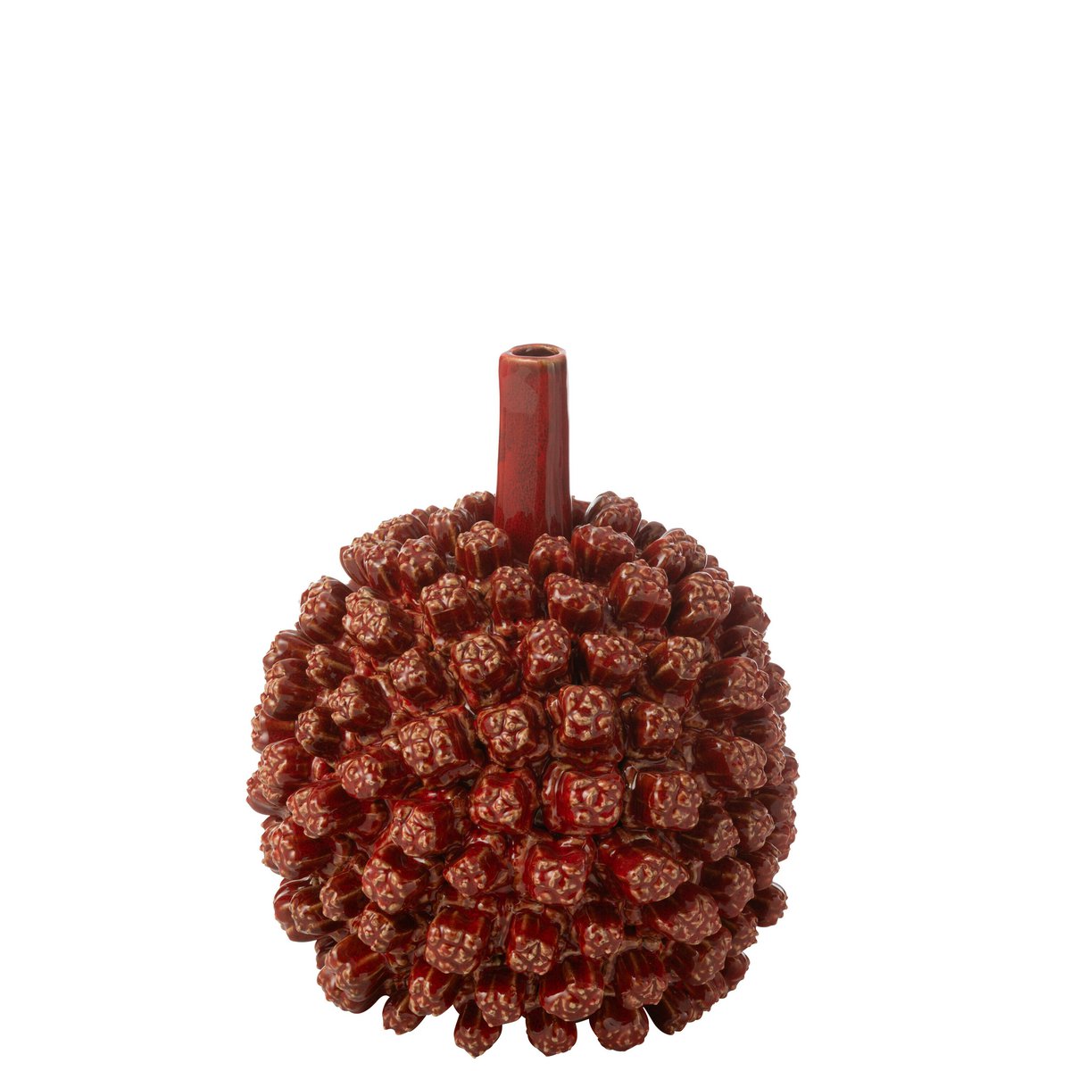 Vue du Vase Saki, céramique rouge, idéal pour embellir votre salon.