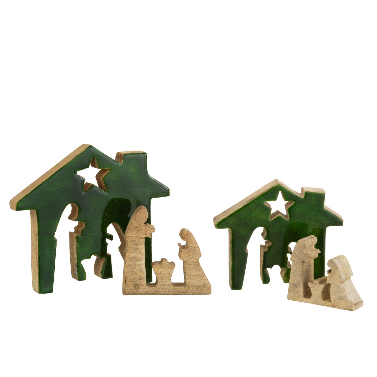Mangeoire de Noël J-Line en bois, mise en scène festive