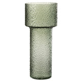 Vase en verre vert J-Line, vue de face avec détails du verre