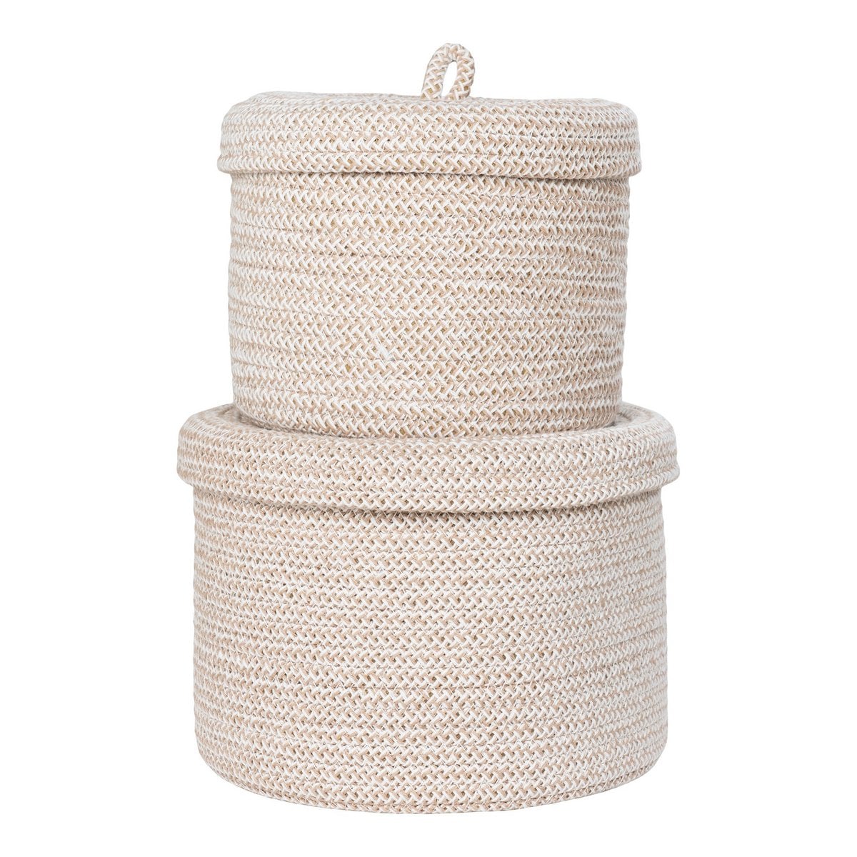 Détail du tissage en coton du panier Sebal beige