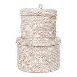 Détail du tissage en coton du panier Sebal beige