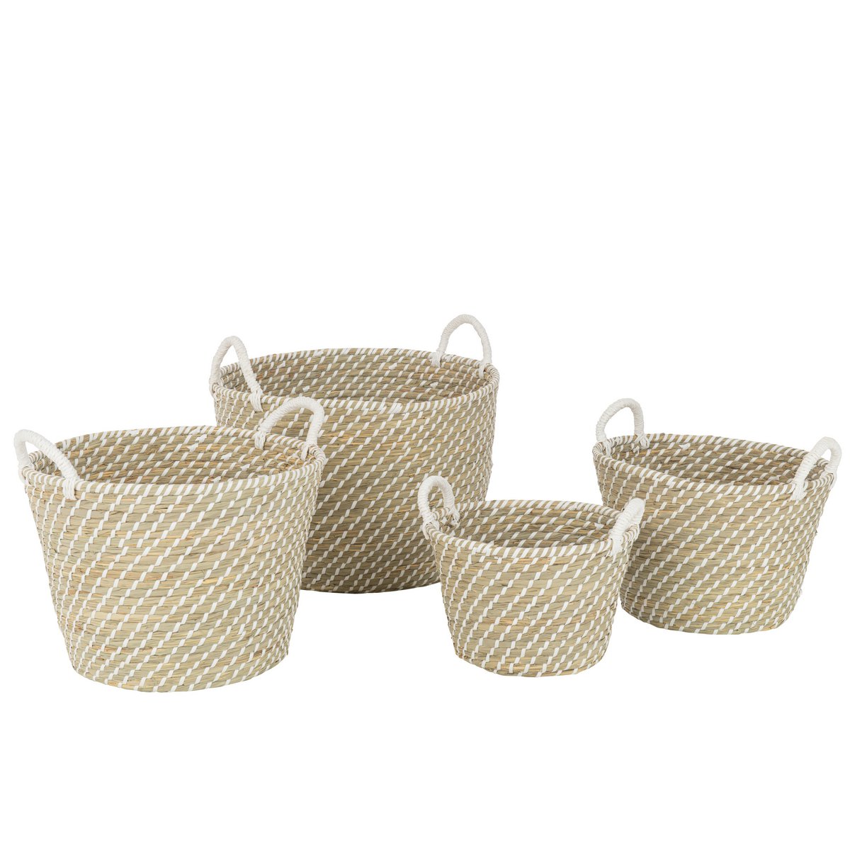 Paniers J-Line en paille naturelle et blanc, élégants et pratiques