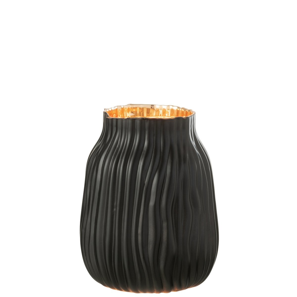 Vase Encoches J-Line en verre noir et or, vue de face