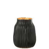 Vase Encoches J-Line en verre noir et or, vue de face