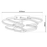 Plafond LED "Rizado" Ø: 57 cm en métal en nickel et plastique satiné, avec des LED fermement intégrées, l'éclairage pour les salons et le bureau.