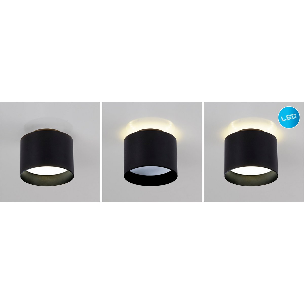 Spot LED "trios" Ø 10 cm noir, en métal et en plastique avec des LED intégrées