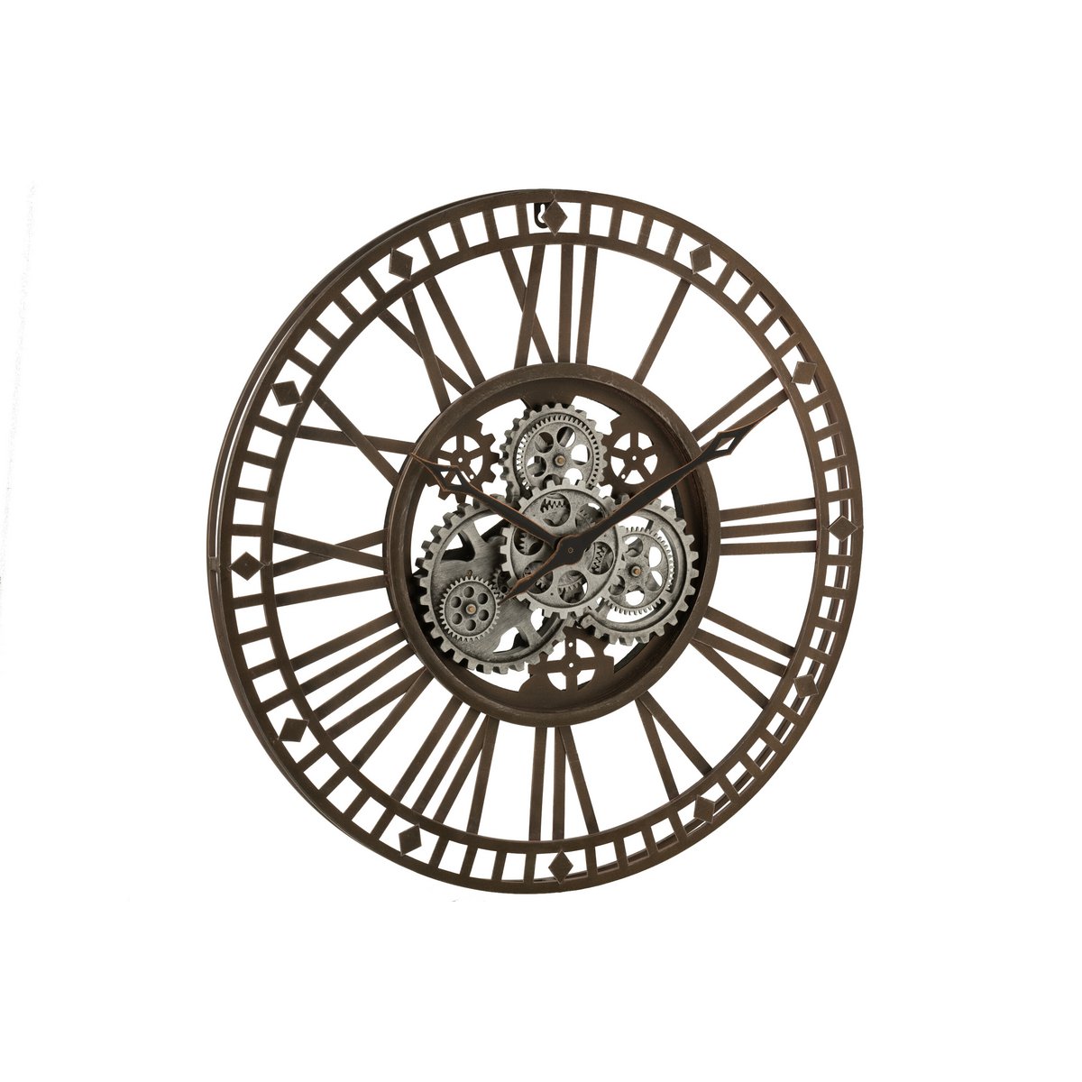 Horloge J-Line en métal doré avec chiffres romains, vue de face