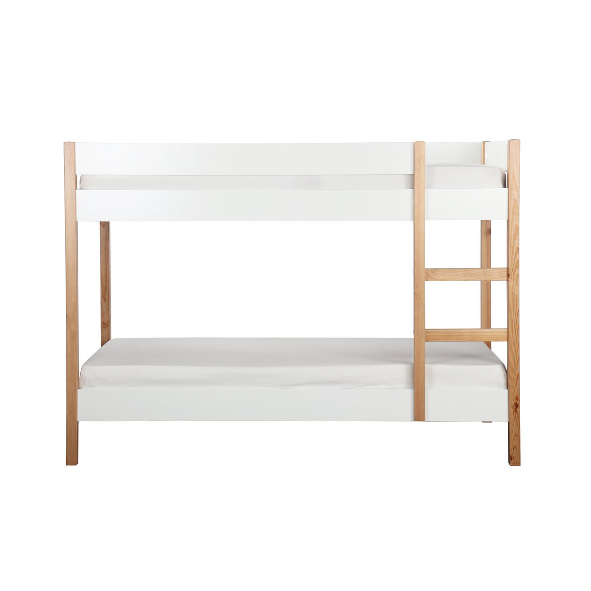 Vue d'ensemble du lit superposé scandinave en bois blanc