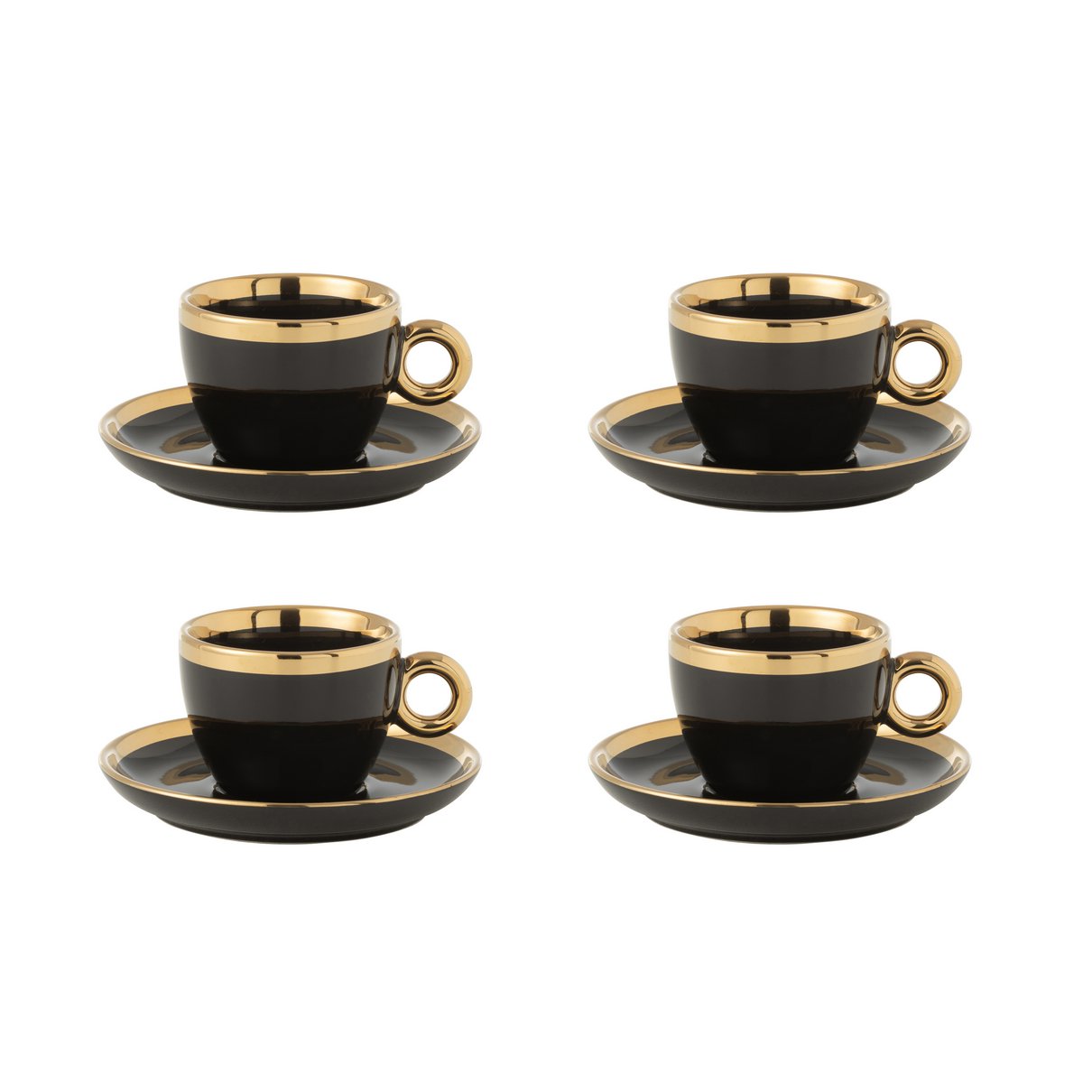 Soucoupe assortie en céramique noir et or, élégante