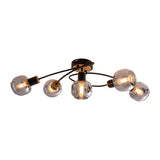 5 plafonds "Fumoso", plafond en métal et verre en noir, avec douille E14, pour salle à manger, salon, hall ou bureau, plafond 65,6 x 25,5 cm