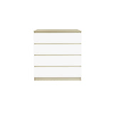 Commode chic scandinave en bois et blanc, vue de face