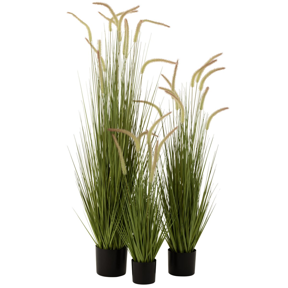 Plante artificielle J-Line en pot vert, vue de face avec détails des feuilles