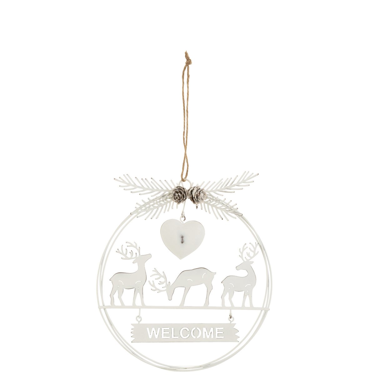 Suspension de Noël Welcome J-Line en métal blanc, design élégant