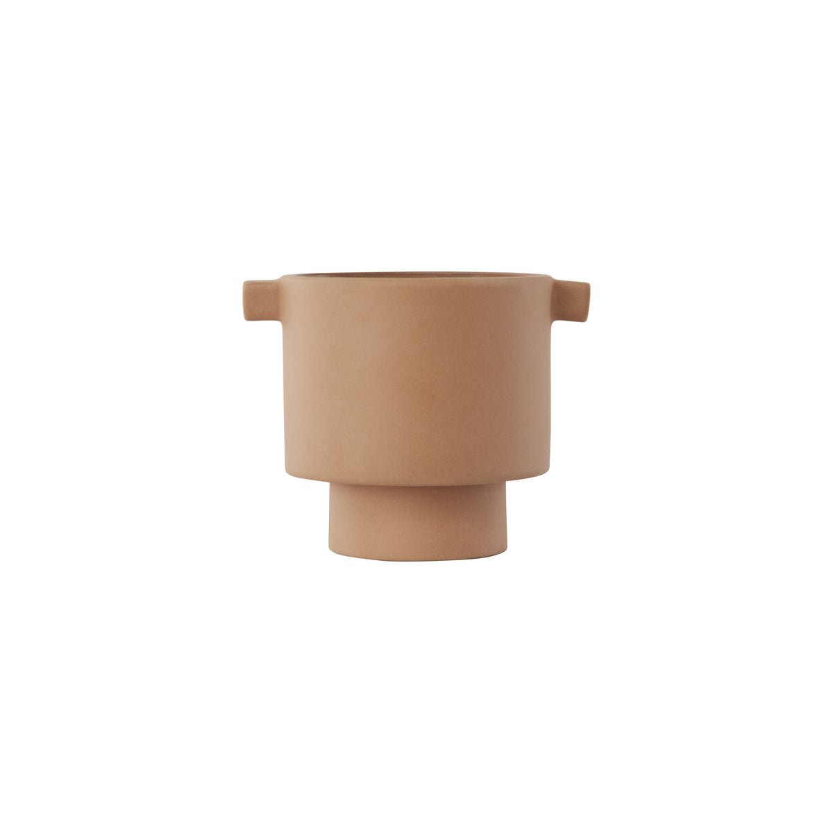Pot Inka Kana en céramique beige avec poignées sculpturales