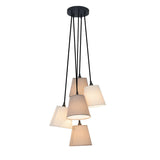 La lampe pendentielle textile "Boho", jeune vie, lampe suspendue avec 5 parapluies textiles en beige et brun, avec une douille E14, pour salle à manger, salon, couloir ou bureau, 95 cm de haut