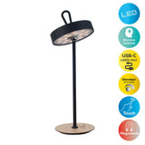 Lampe de table de batterie LED magnétique pour l'extérieur et à l'intérieur, en métal et en plastique en noir, 36 cm de haut