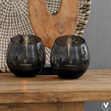 Lot de 2 photophores en verre gris