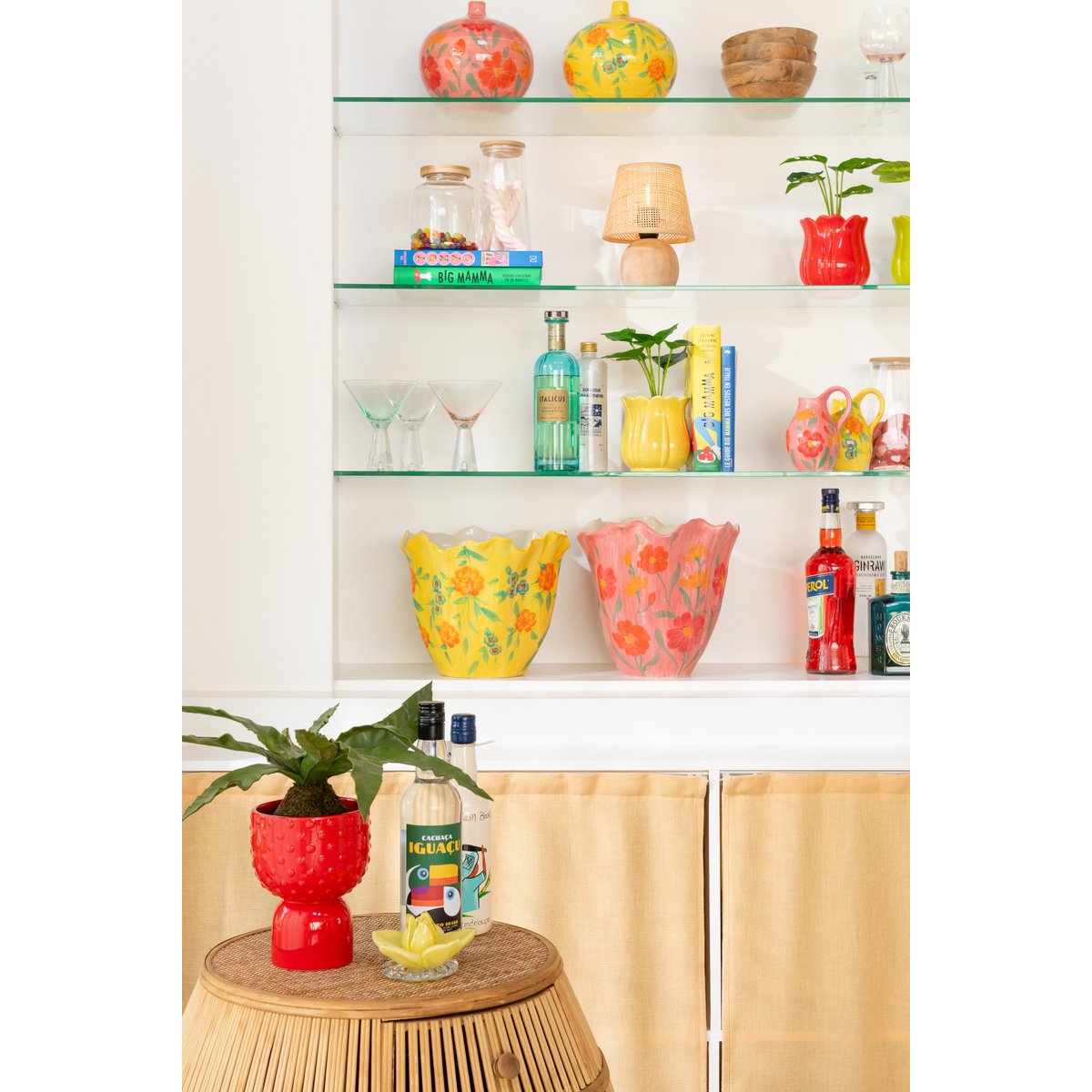Vase Alegria J-Line en céramique multicolore, diamètre 30,5 cm