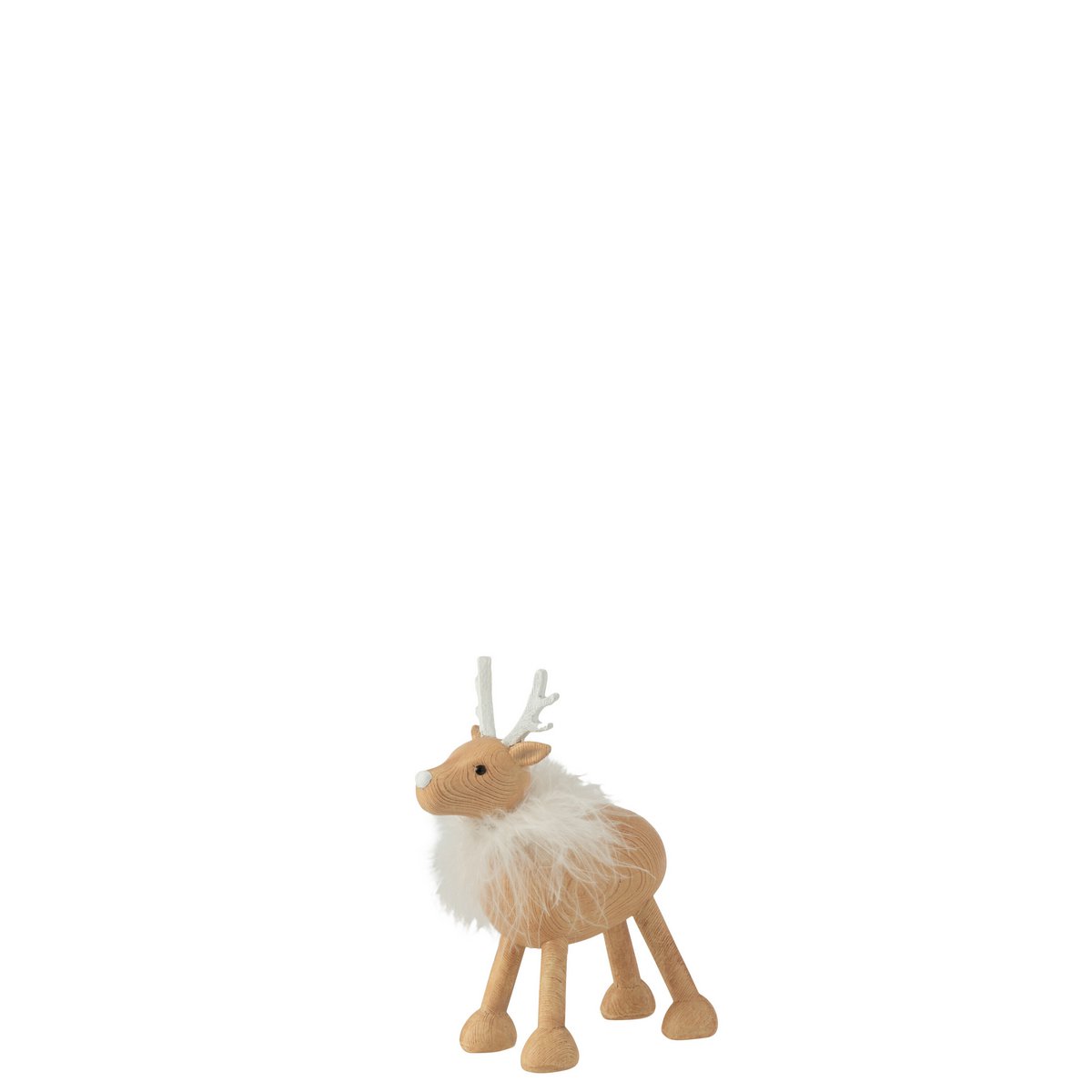 Figurine de Noël J-Line Hert en polyresine naturelle et blanche, petite taille