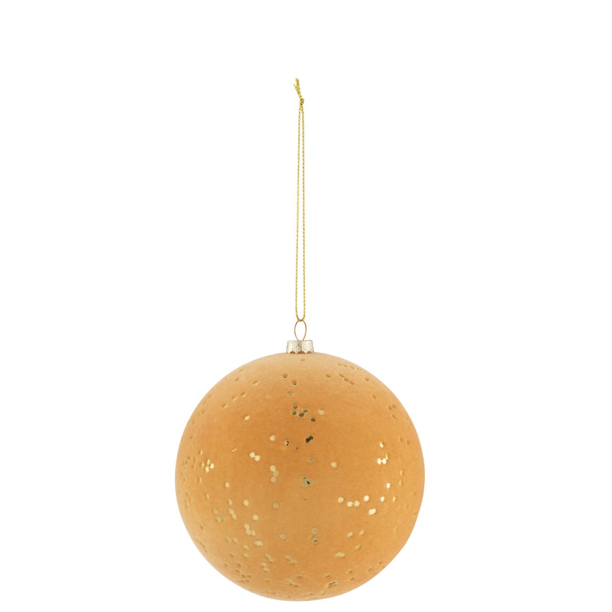 Boule de Noël J-Line Dots en ocre et or avec motifs en velours