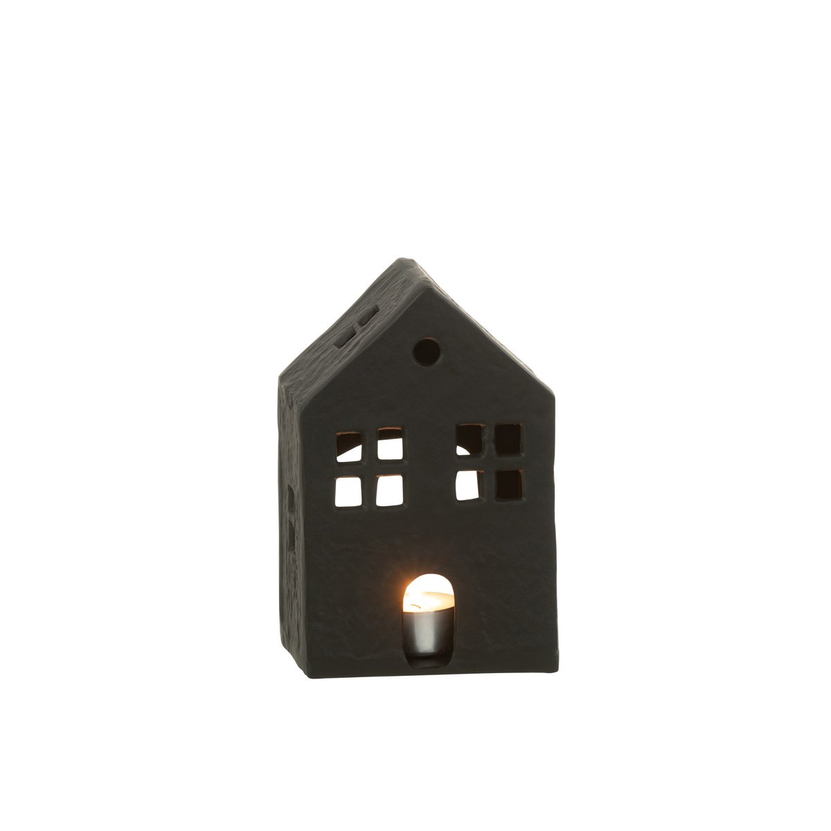 Bougeoir J-Line House en aluminium noir - vue de face
