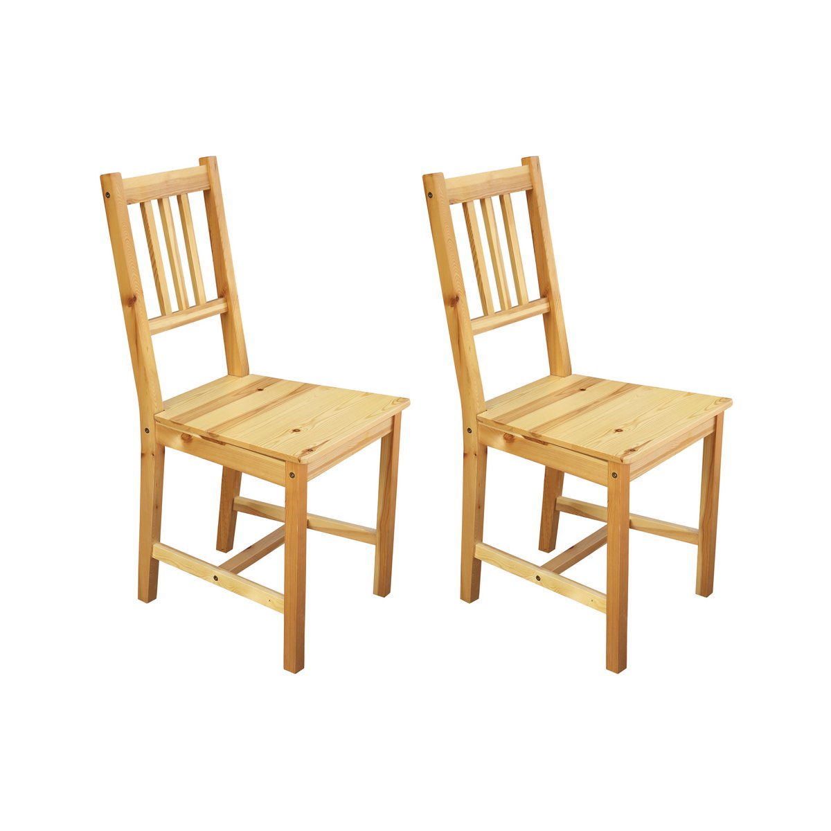 Chaise scandinave en bois, vue de face avec dossier haut