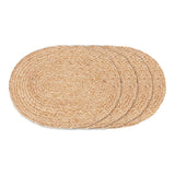 Set de table Bombay en jute naturel, vue de dessus sur table en bois.