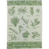 Torchon jacquard Herbes de Provence Vert, élégant et raffiné