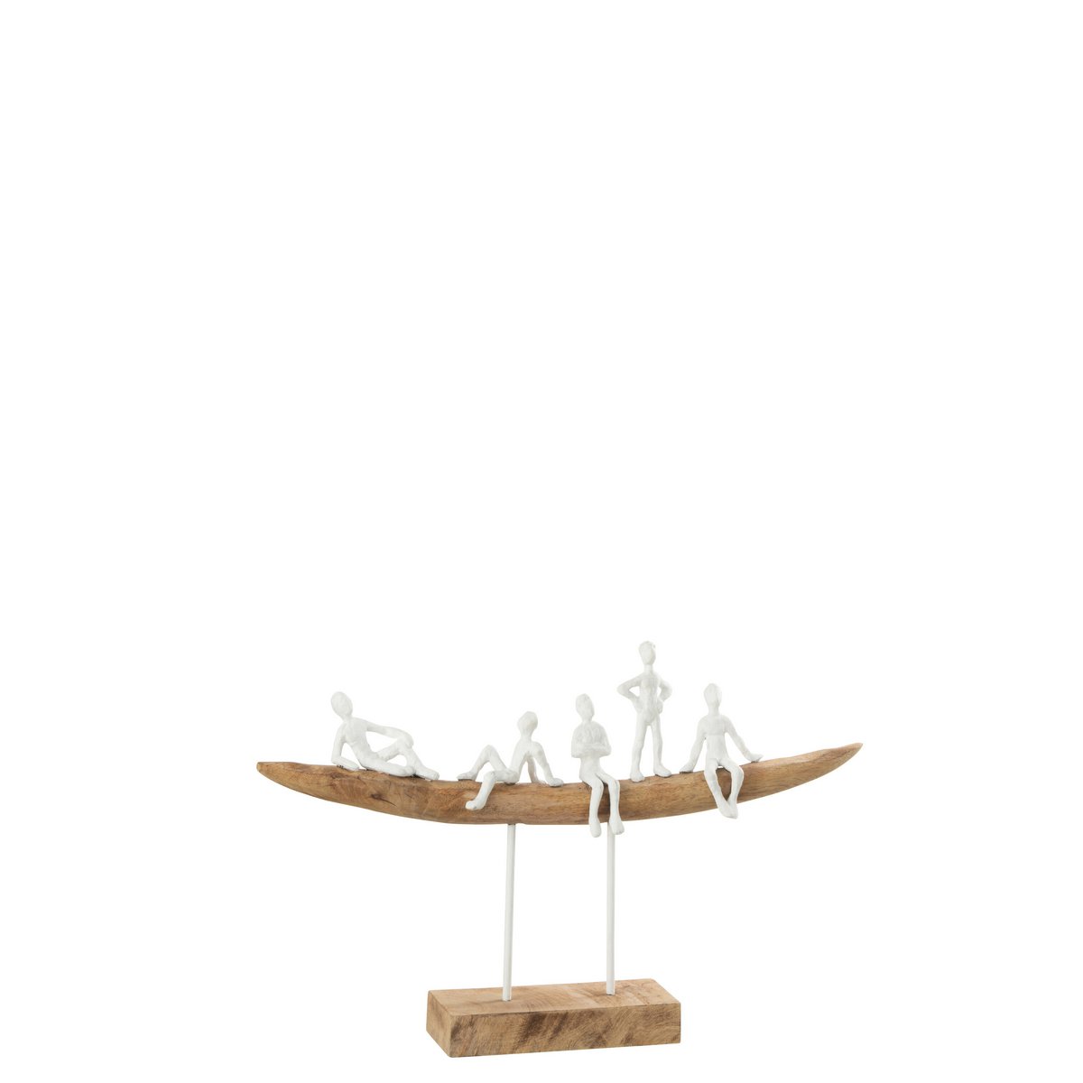 Banc J-Line en bois et métal blanc naturel, design élégant et moderne