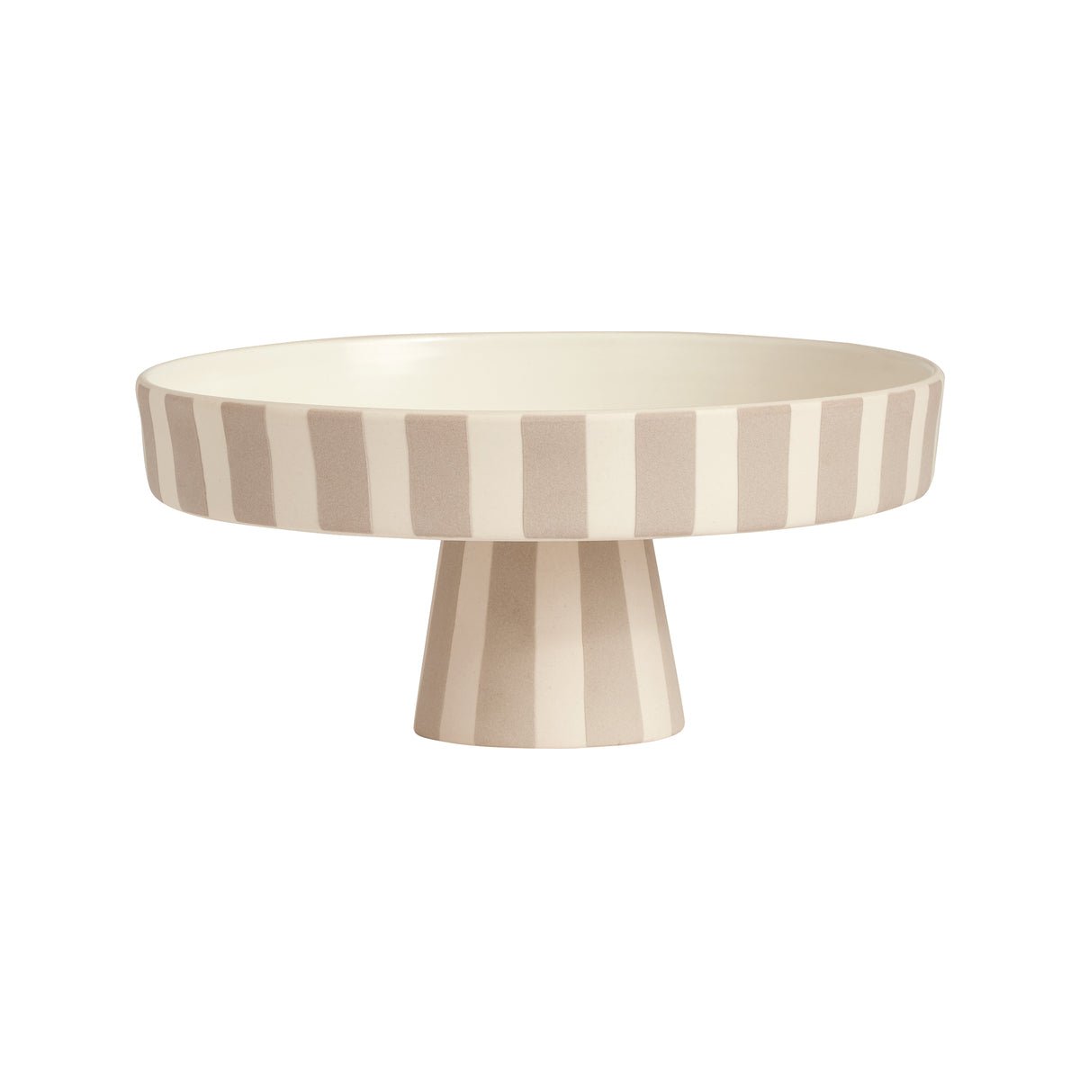 Plateau Toppu en céramique avec rayures nordiques, Ø20 cm